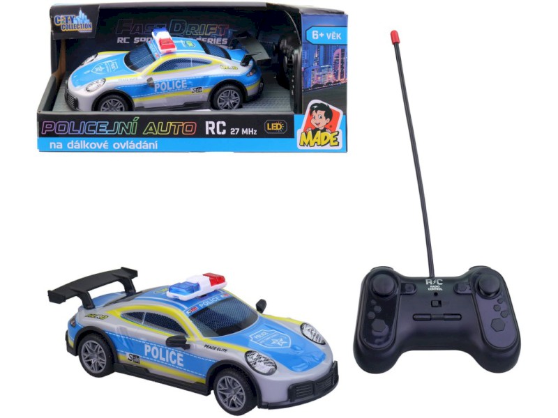 Auto policie na dálkové ovládání, se světlem, na baterie, 20 cm
