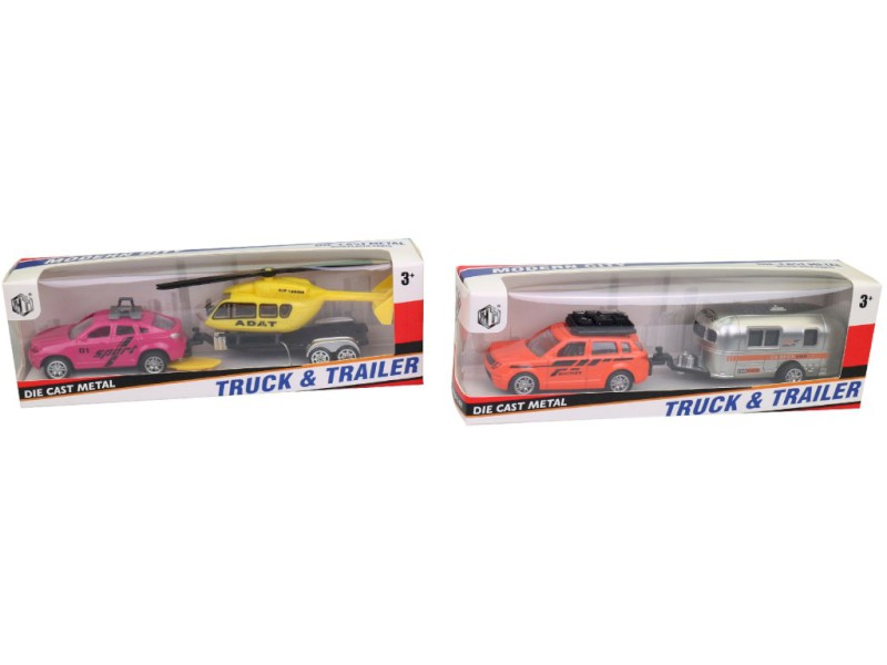 Auto s přívěsem, 16 ks v display boxu, 19 cm