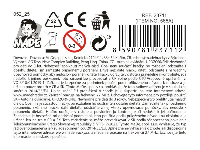 Auto na ovládání, 27 MHz