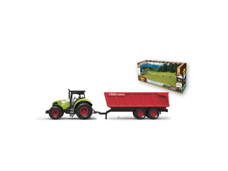 07211 - Traktor s přívěsem, se zvukem a světlem, 12,5 x 34,5 cm