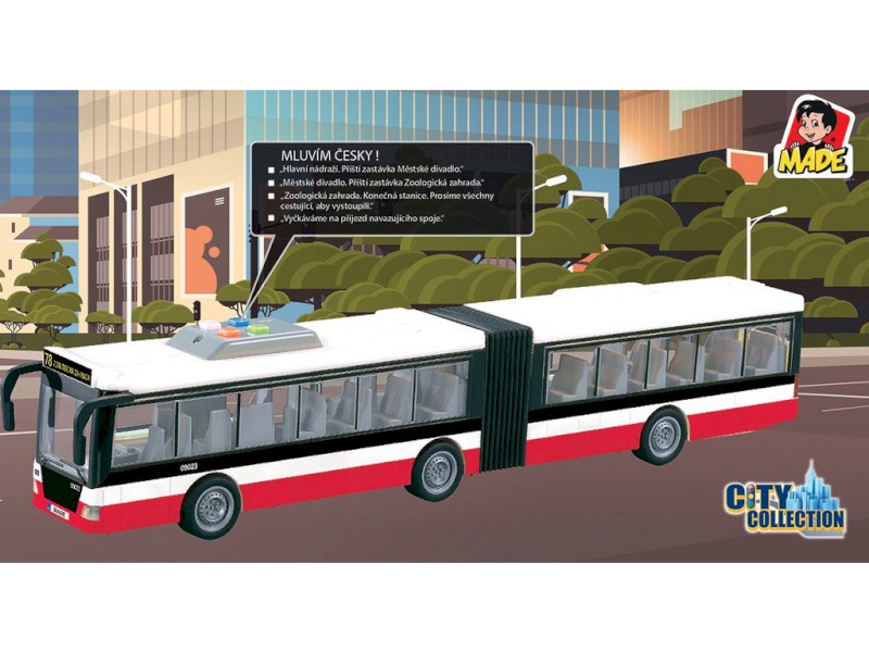 09023 - MaDe Autobus na setrvačník 44 cm, mluví česky, hlásí zastávky, CZ design