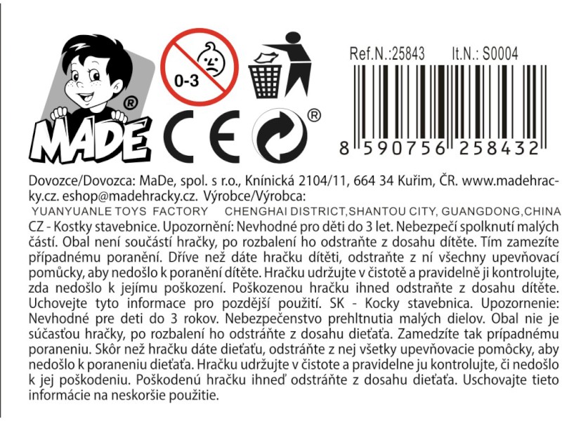 Stavebnice, kostky zvířátka, 9 ks v display boxu