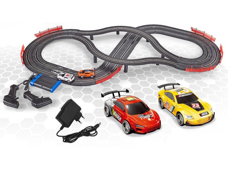 11475 - Autodráha, 2 auta, 2 ovladače, s EU adaptérem, délka trati 440 cm, 120 x 100 x 12 cm