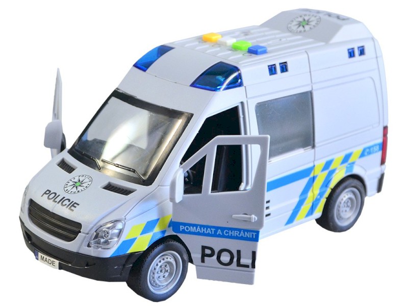 MaDe Auto policejní dodávka, na setrvačník s reálným hlasem posádky, 21 cm