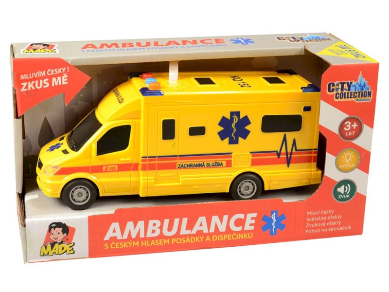 07631 - Sanitka na setrvačník, na baterie se světlem a zvukem, 8 x 19 x 6 cm