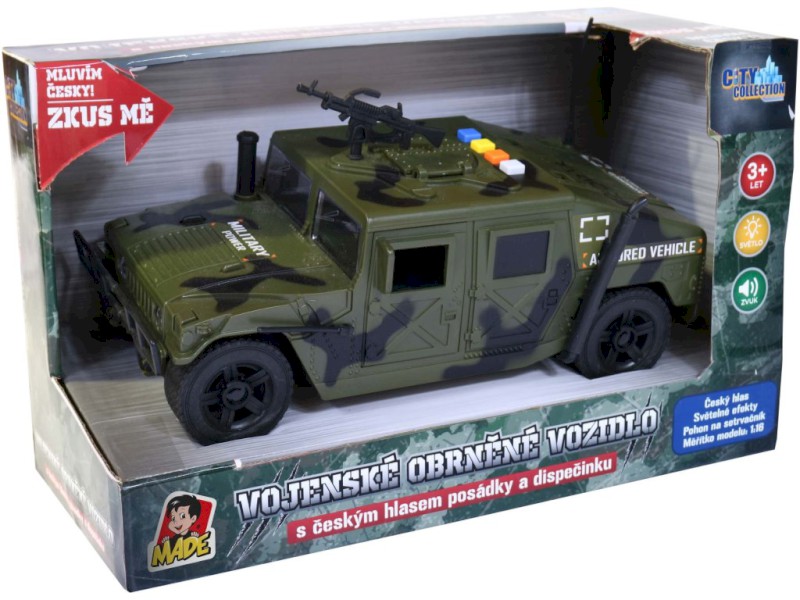 MaDe Vojenské auto se světlem a českým hlasem 24cm