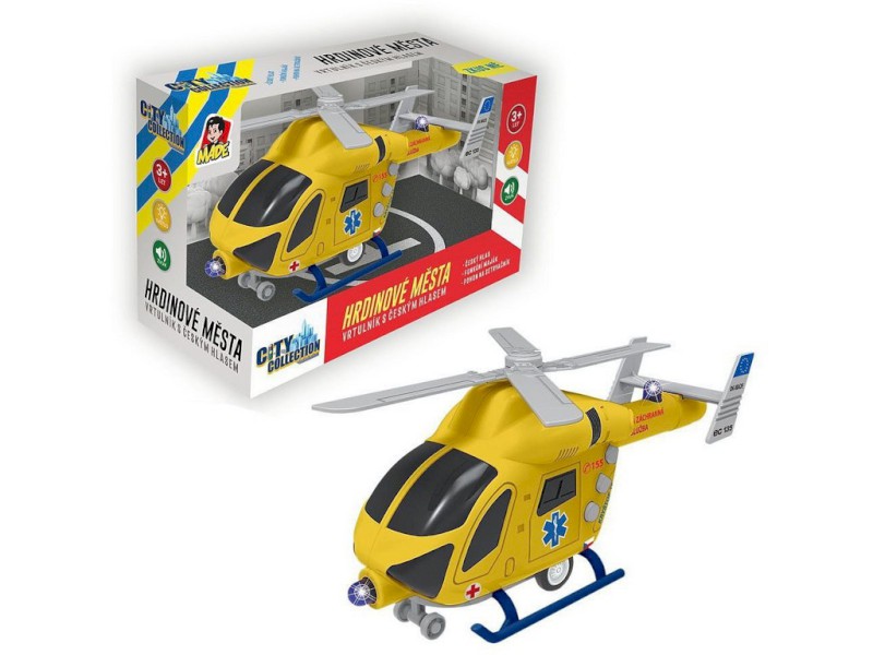 07635 - MaDe Vrtulník záchranný na setrvačník se světlem a zvukem, 20 cm