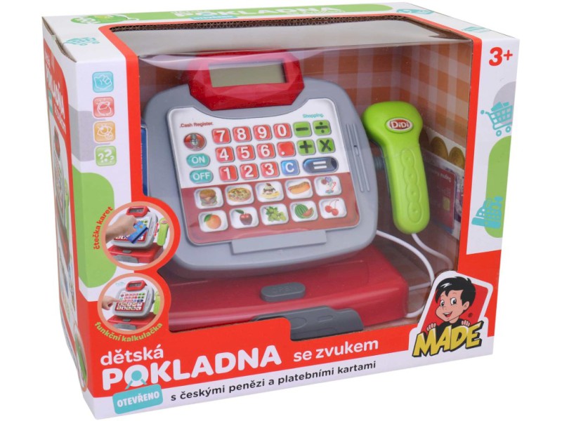 01784 - Pokladna na baterie, český design, 20 cm