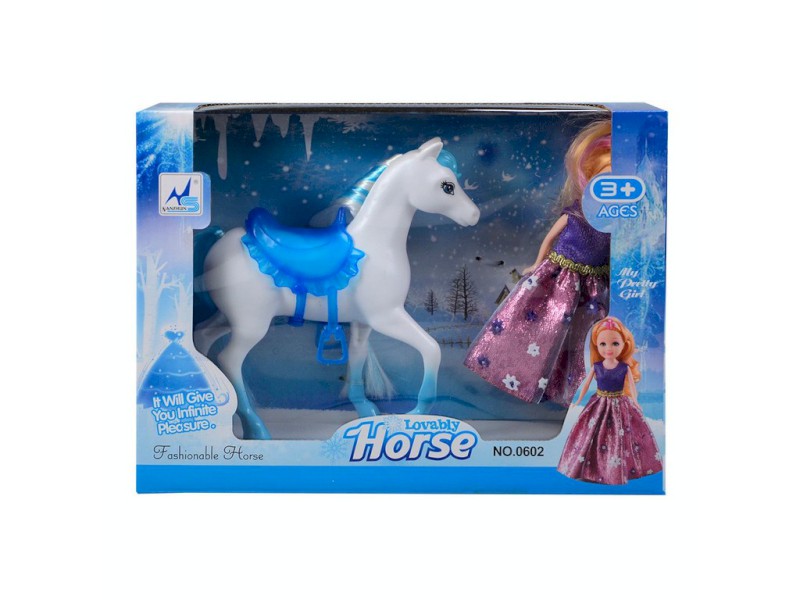 07741 - Panenka s koněm, 15 cm