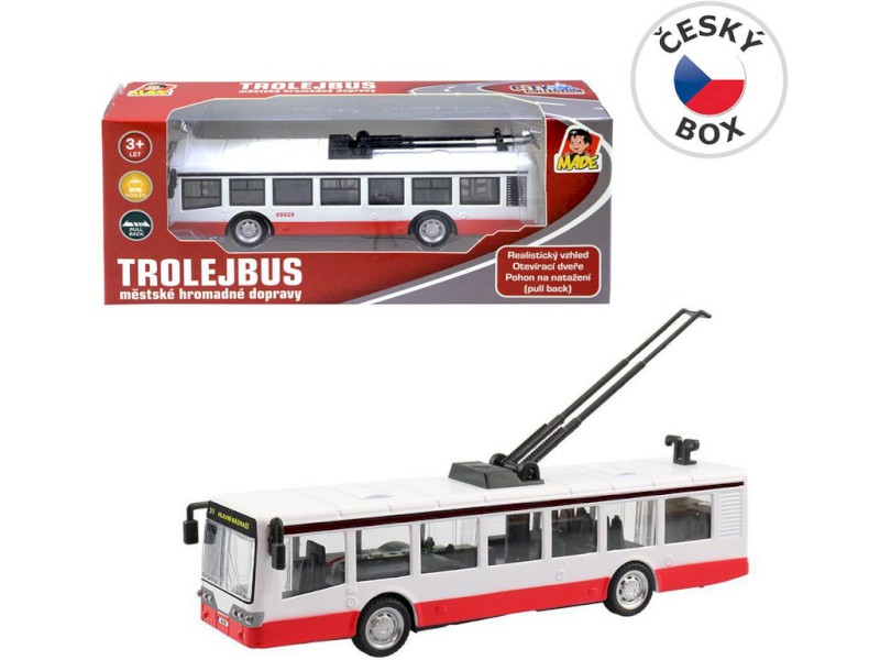 09026 - Trolejbus kovový na zpětný chod, 16 cm