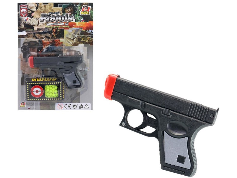 65327 - MaDe Pistole s kuličkami na kartě, černá