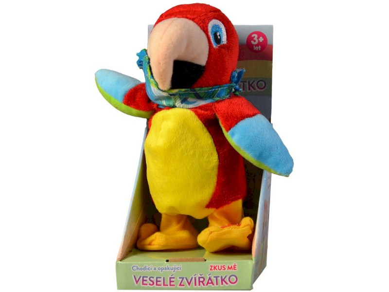 03695 - Papoušek opakující a chodící, 22 cm