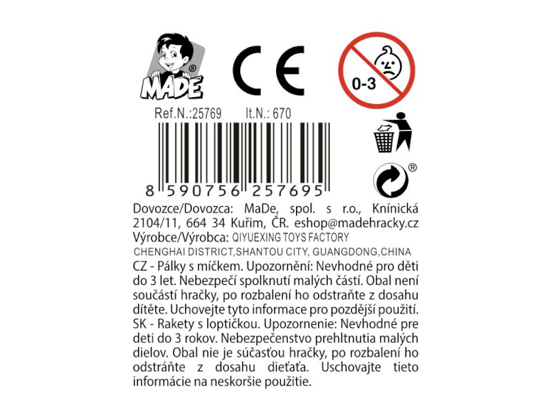 Pálky, míček a košíček, 55 cm