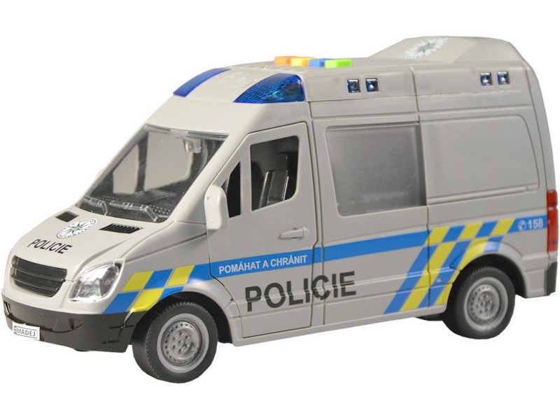 MaDe Auto policejní dodávka, na setrvačník s reálným hlasem posádky, 21 cm