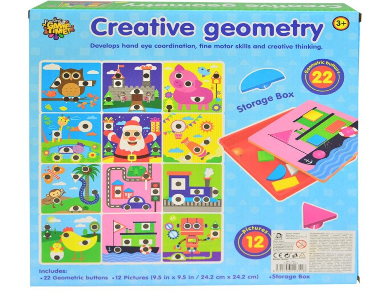 12351 - Mozaika geometrické tvary 22 dílků, 12 karet, 25 x 25 cm