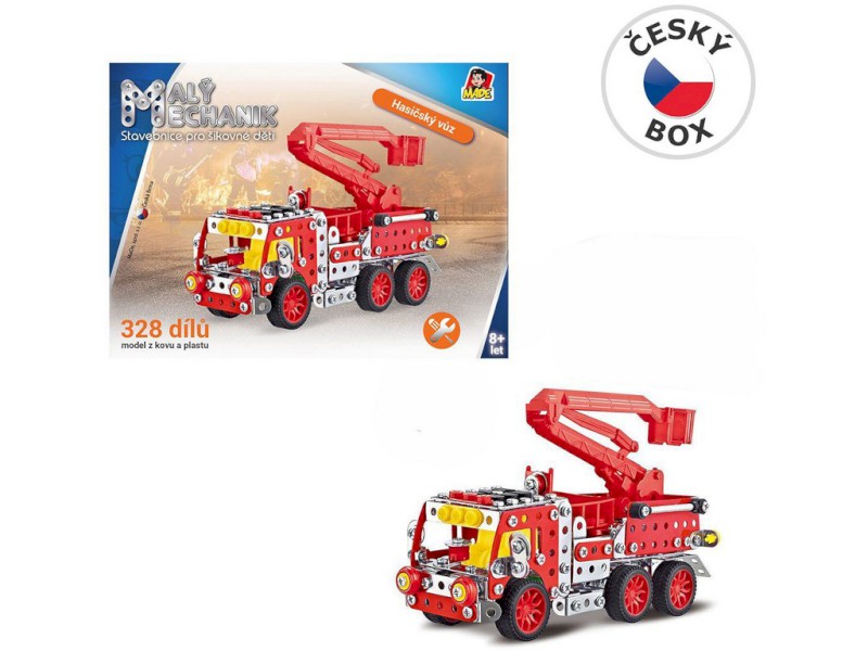 08340 - Malý mechanik -  hasičské auto s plošinou, 327 ks