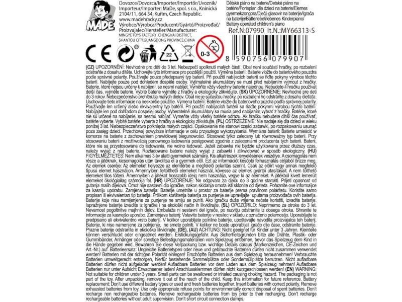 07990 - Piáno elektronické 37 kláves, 17x53x5cm