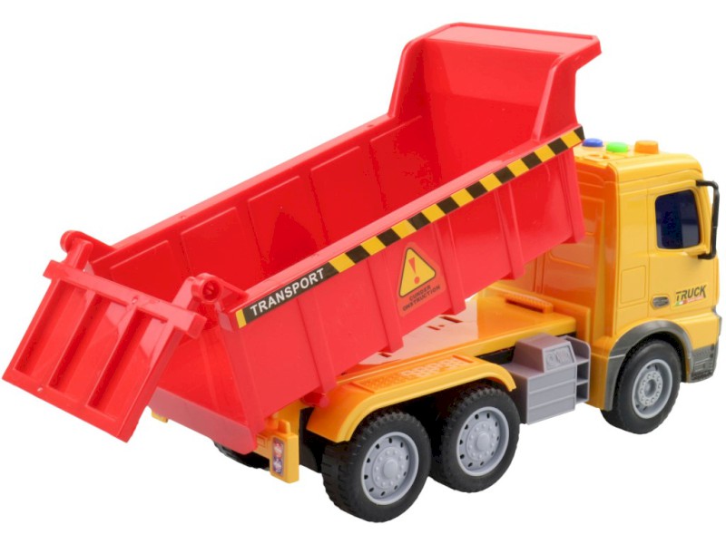 14447 - Auto nákladní na setrvačník, na baterie, se světlem a zvukem, 23 x 8 x 14 cm