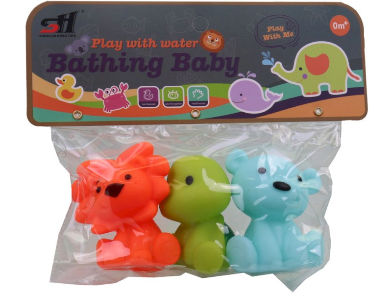 Stříkající zvířátko do vany, 3 ks na kartě