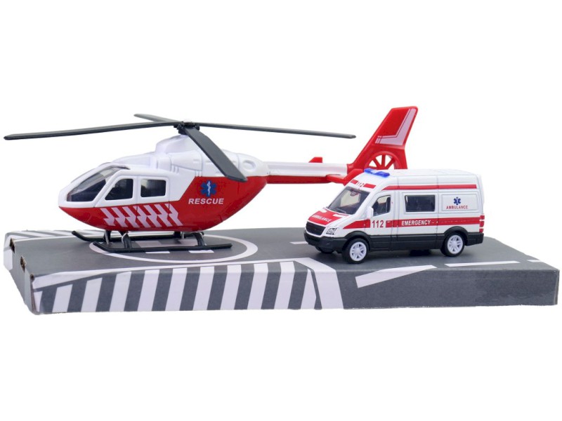 Záchranářská sada, vrtulník a auto