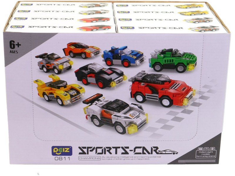 Kostky závodní auta, 16 ks v display boxu