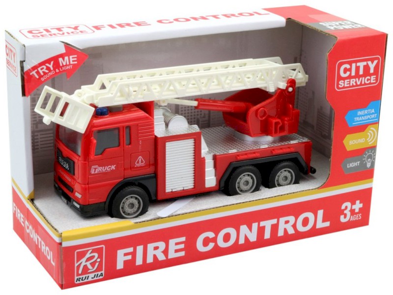 14451 - Auto hasičské cisterna na setrvačník, na baterie, se světlem a zvukem, 17 x 5 x 8 cm