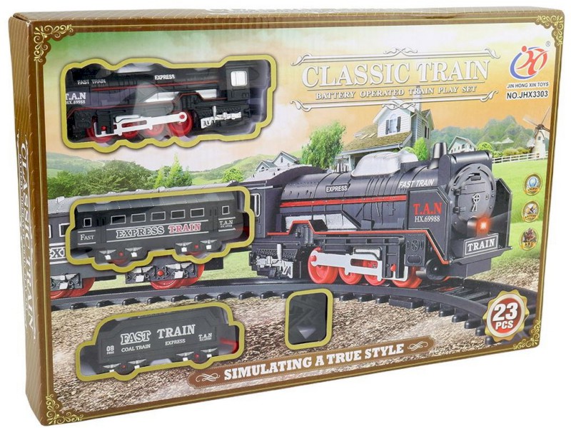 14441 - Vlaková souprava, na baterie, se světlem, 23 ks, 36,5 x 4,5 x 24,5 cm