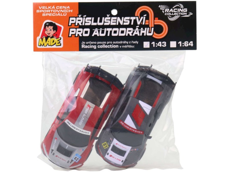 Náhradní autíčka k autodráze s licencí Audi, v sáčku, 2 ks Náhradní autíčka k autodráze s licencí Audi, v sáčku, 2 ks