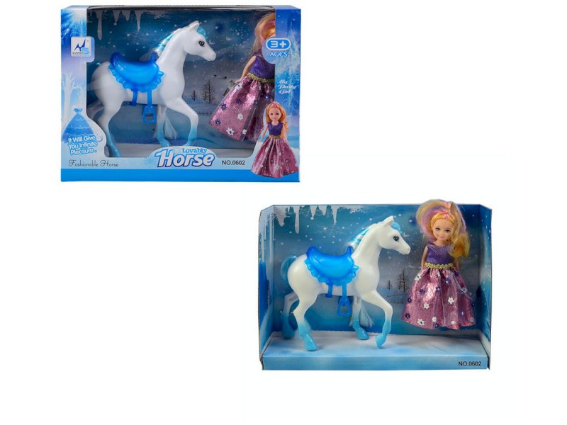 07741 - Panenka s koněm, 15 cm