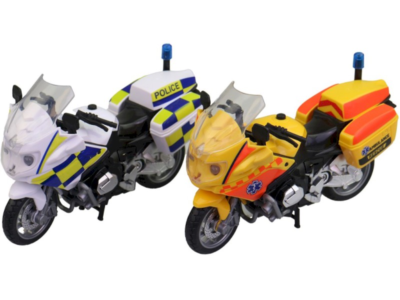 Dětská motorka ambulance a policie– světlo a zvuk