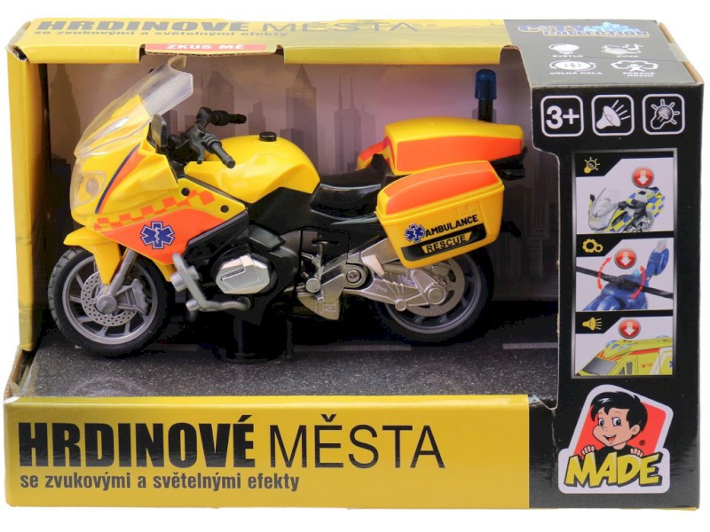 Dětská motorka ambulance a policie– světlo a zvuk