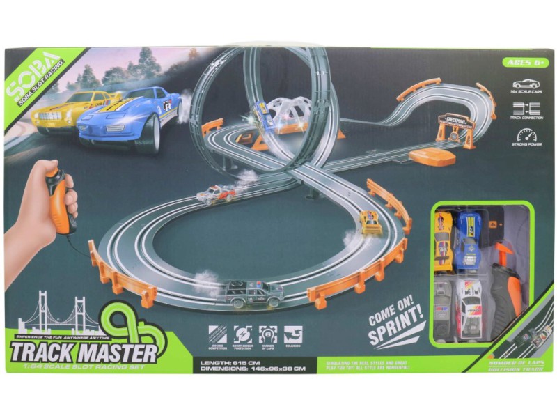 Autodráha, 146 x 92 x 38 cm, 615 cm, adaptér/baterie