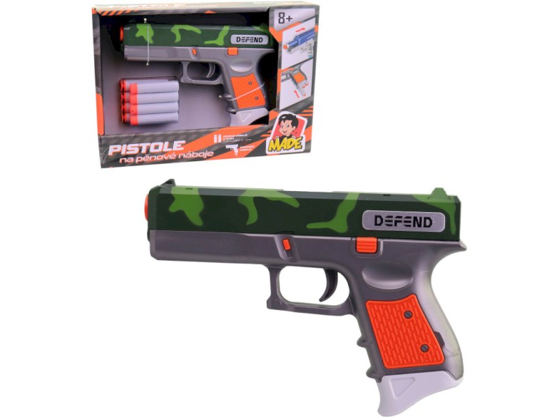 Pistole se softovými náboji, 8 ks, 18,5 x 3 x 13 cm
