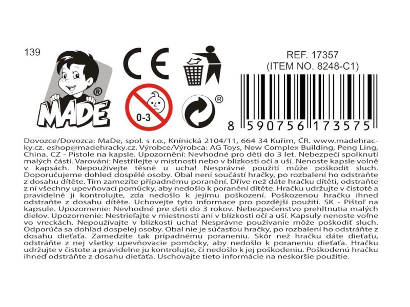 17357 - Pistole na kapsle, 13 x 15 x 2 cm