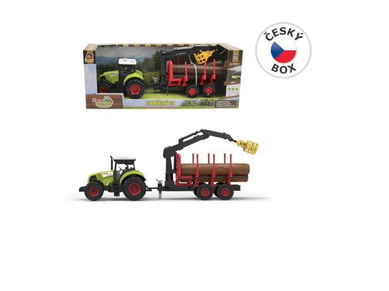 07213 - MaDe Traktor s přívěsem, ramenem, zelená
