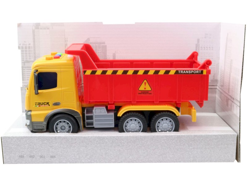 14447 - Auto nákladní na setrvačník, na baterie, se světlem a zvukem, 23 x 8 x 14 cm