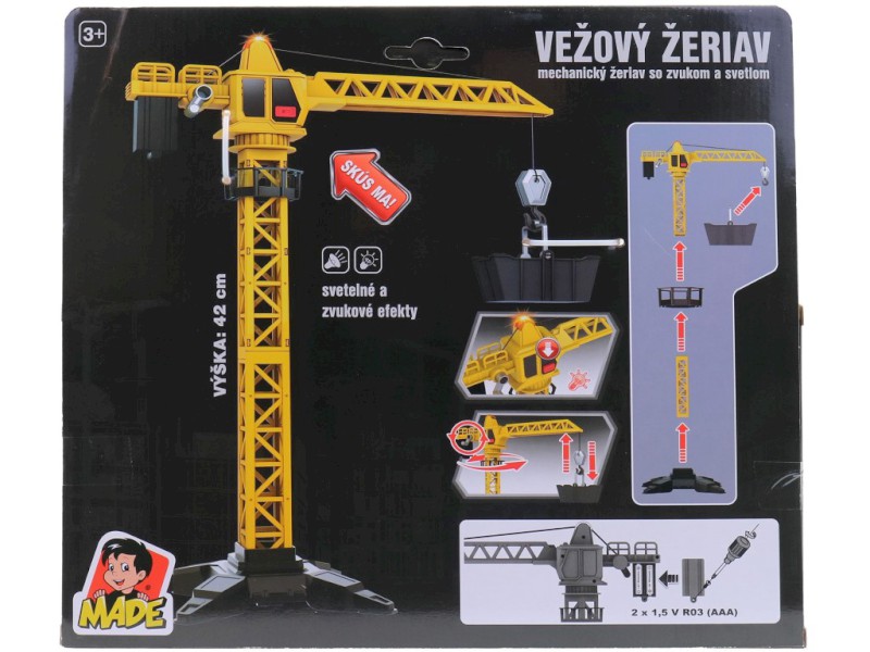 Stavební věžový jeřáb se světlem a zvukem 48 cm