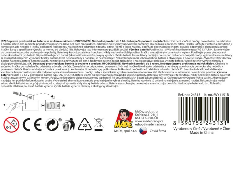 Auto policie, na baterie, světlo, zvuk