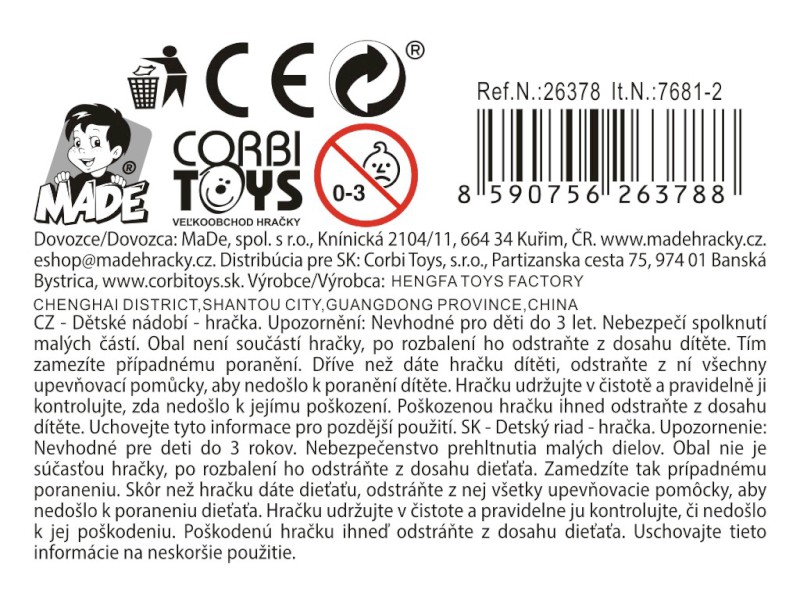 Nádobí dětské v sáčku, sada 9 ks