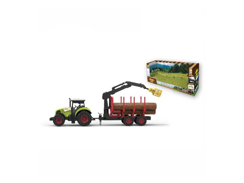 07213 - MaDe Traktor s přívěsem, ramenem, zelená