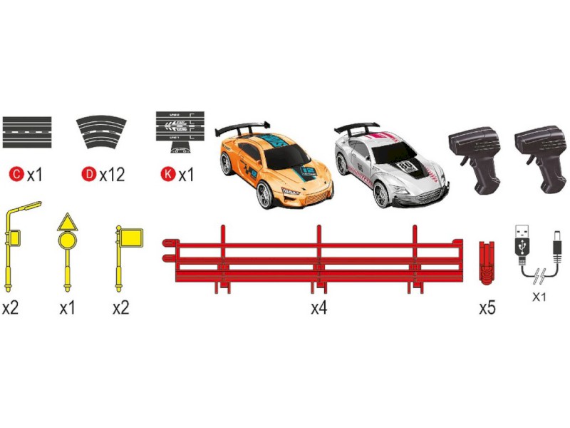 14500 - Autodráha 240 cm, dvě auta, USB, rozměr 90 x 65 cm