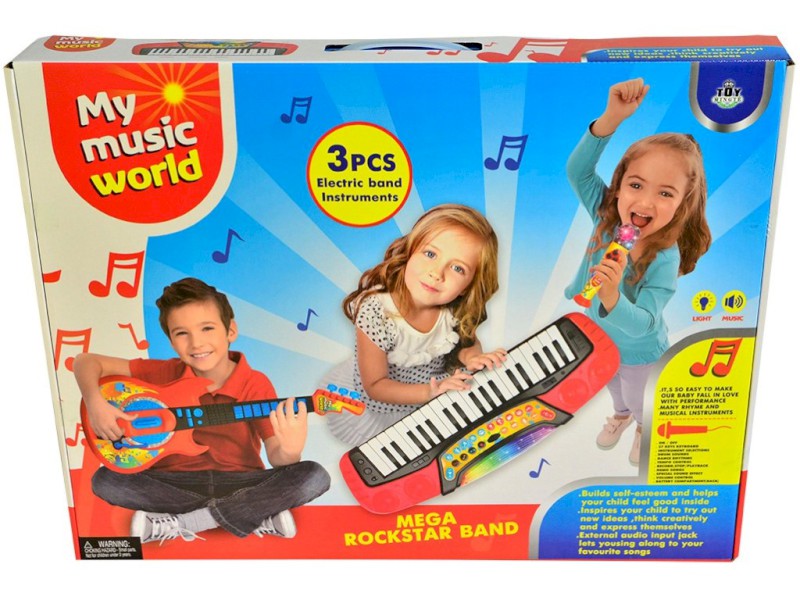 07994 - Souprava 3 v 1  elektronické piáno, 37 kláves, kytara, mikrofon