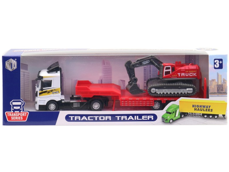 Auto s přívěsem a bagrem, 26 cm