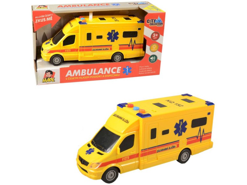 07631 - Sanitka na setrvačník, na baterie se světlem a zvukem, 8 x 19 x 6 cm